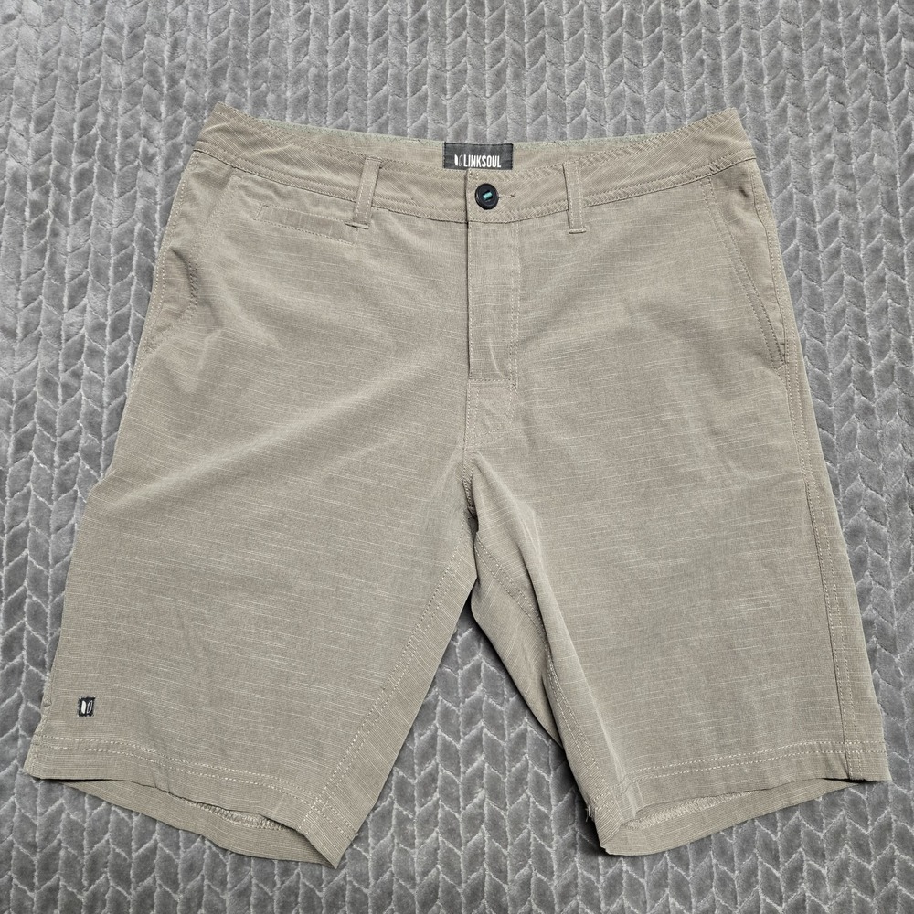 Linksoul Boardwalker Shorts Mens 31 Heather Tan Golf Hybrid‎ Stretch Lightweight